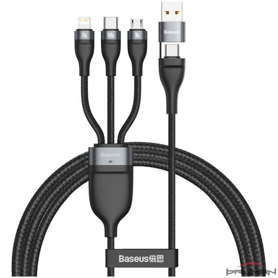 BASEUS Snúra USB-A/Type-C í Micro USB/Lightning/Type-C - 1.2m 100W