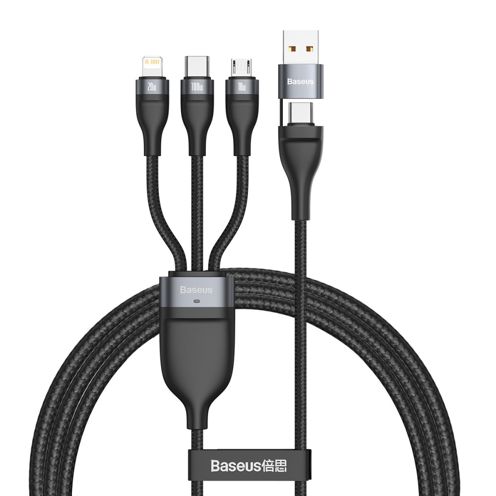 BASEUS Snúra USB-A/Type-C í Micro USB/Lightning/Type-C - 1.2m 100W